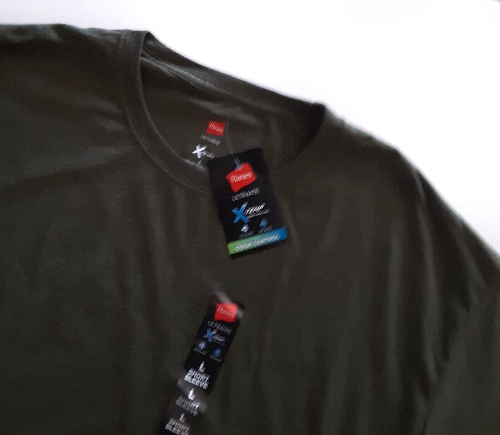Hanes Mens Ultimate X-Temp T-Shirt Size L Crew Neck Short Sleeve Heather Green