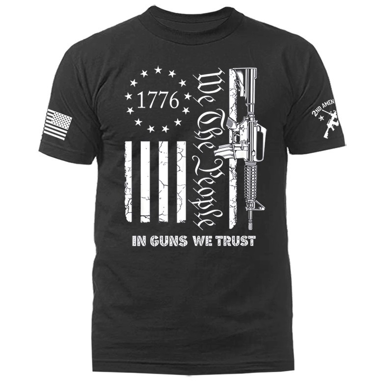 In Guns We Trust 2nd Amendment Veteran Military Patriotic US Flag T-shirt