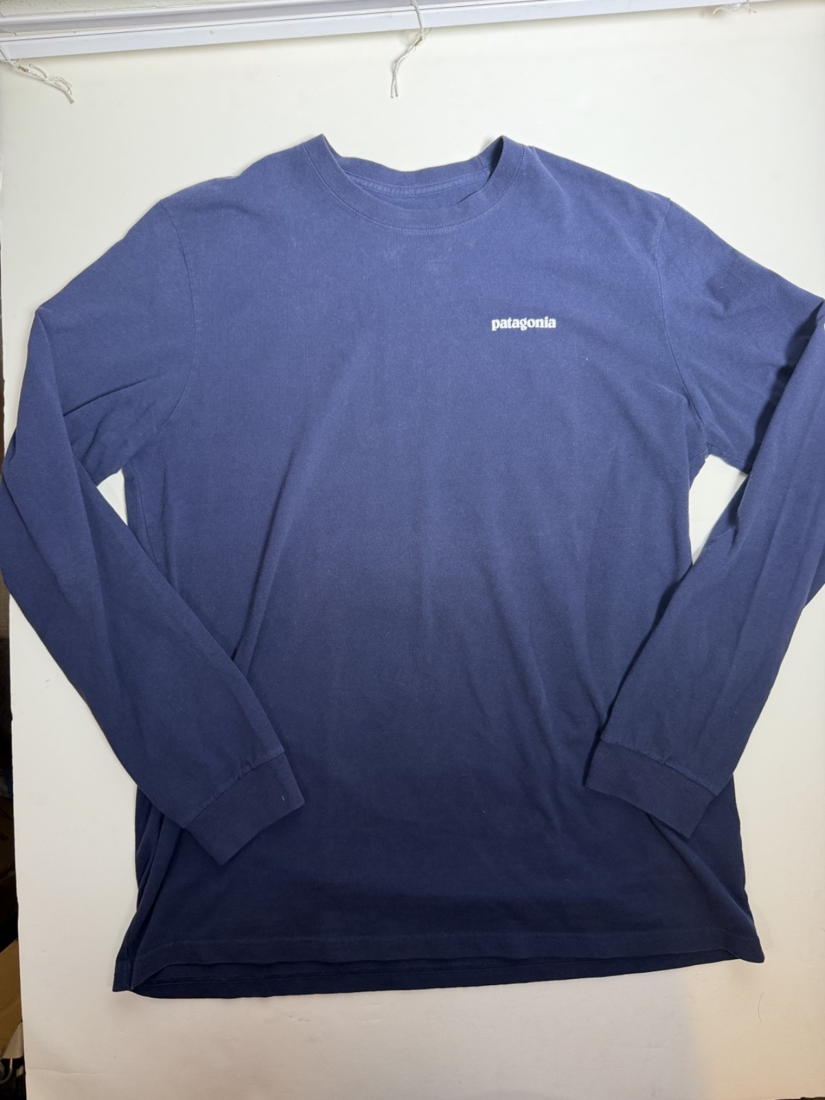 Patagonia Worn Wear Mens Long Sleeve T Shirt Blue Large Big Logo Cotton Tee