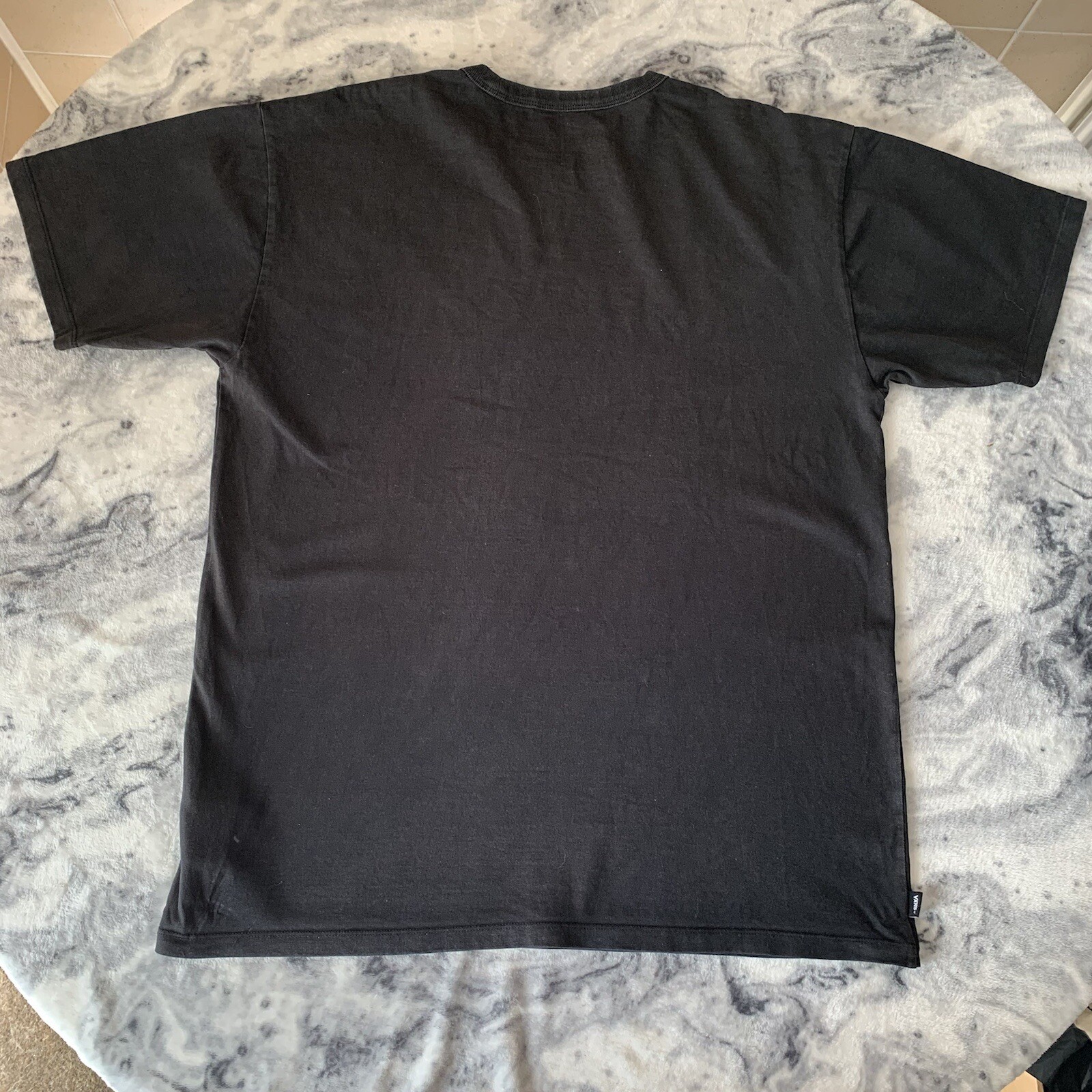 Vans Original Classic Black White Mini Spell Out Logo Thick Cotton Tshirt Tee L