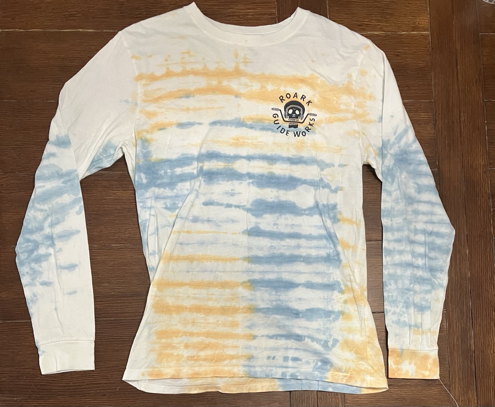 Roark Men’s Size M Guide Works Blue And Yellow Tie Dye Long Sleeve T Shirt NWOT