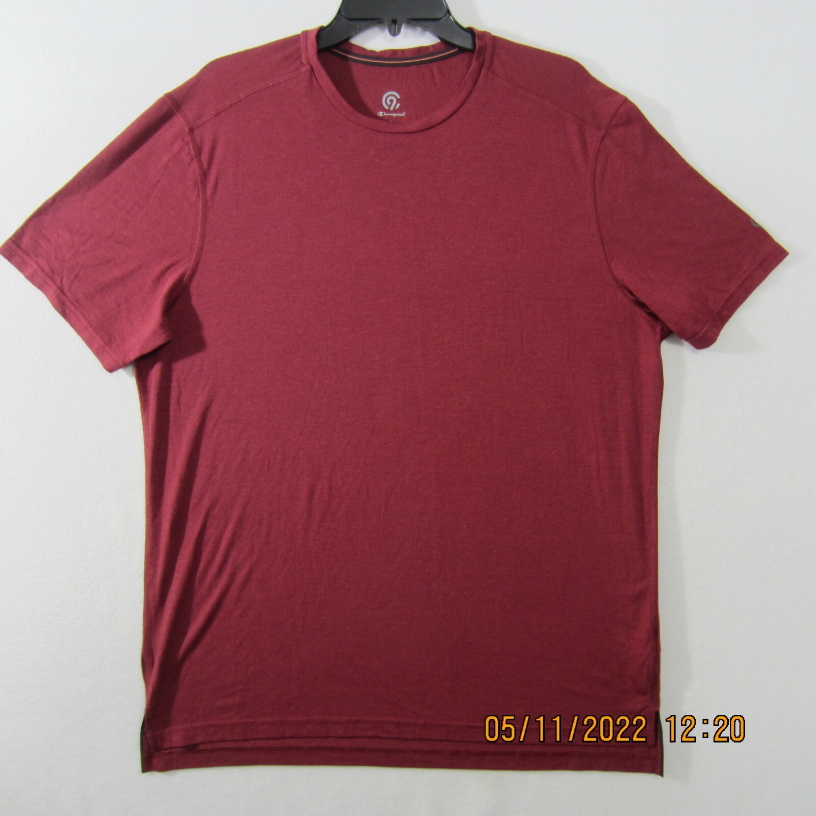 Champion Shirt Mens Large Maroon Short Sleeve Athletic Workout Outdoor Casual