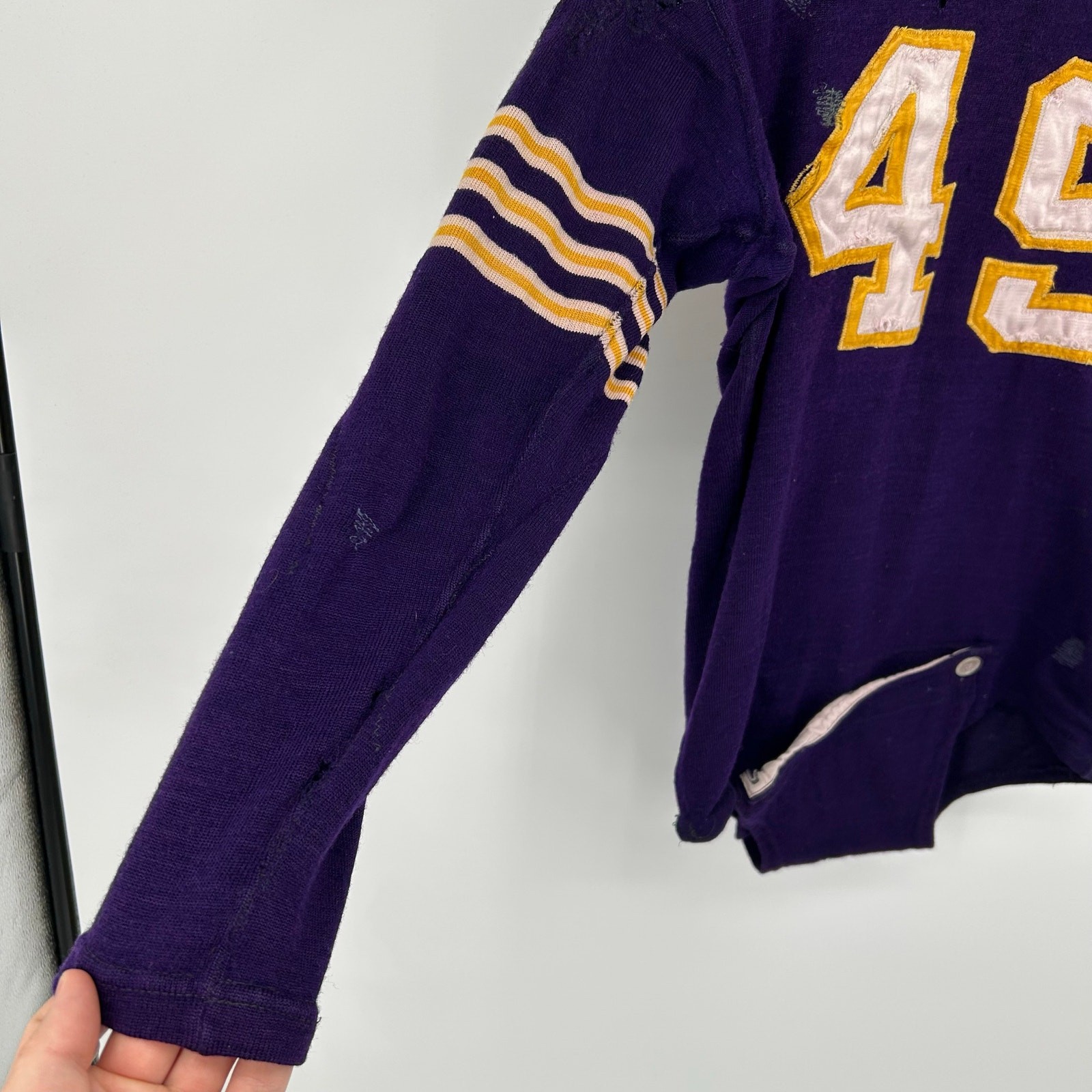 VTG 20s 30s Purple O’Shea Knitting Mills Wool Button Crotch Football Jersey 42