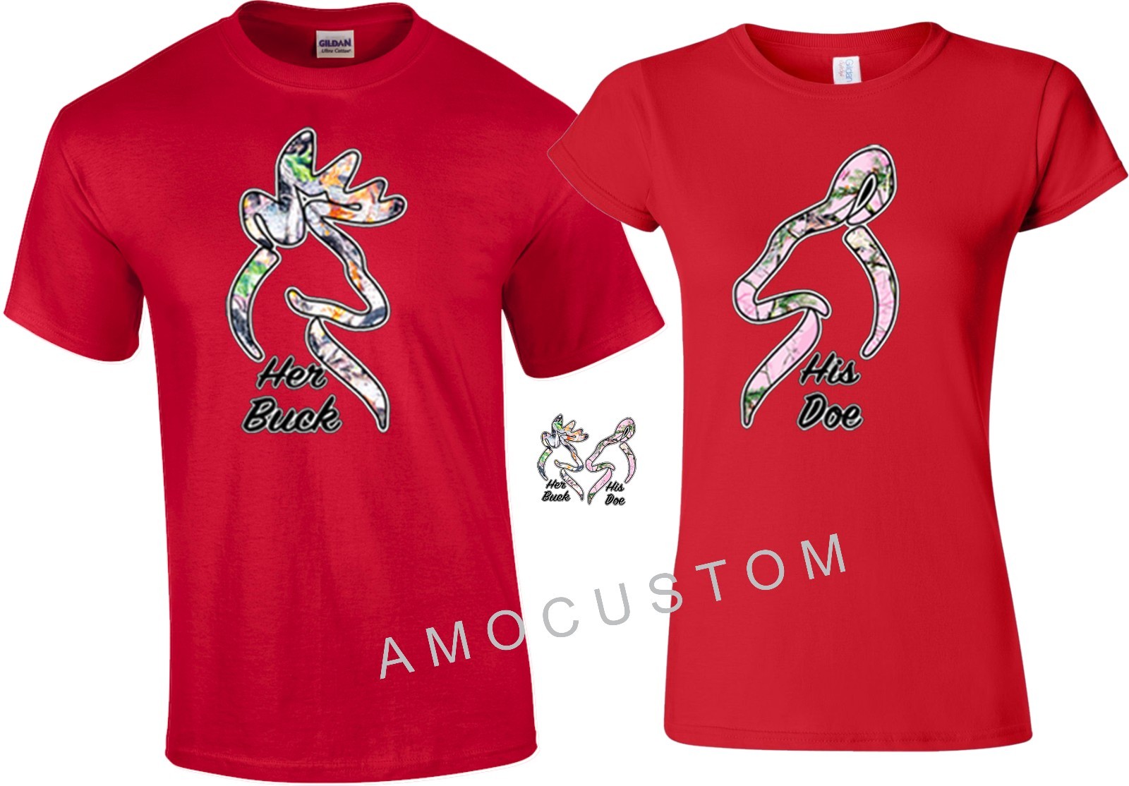 His DOE Her Buck VALENTINES LOVE Couple matching funny cute T-Shirts S-4XL