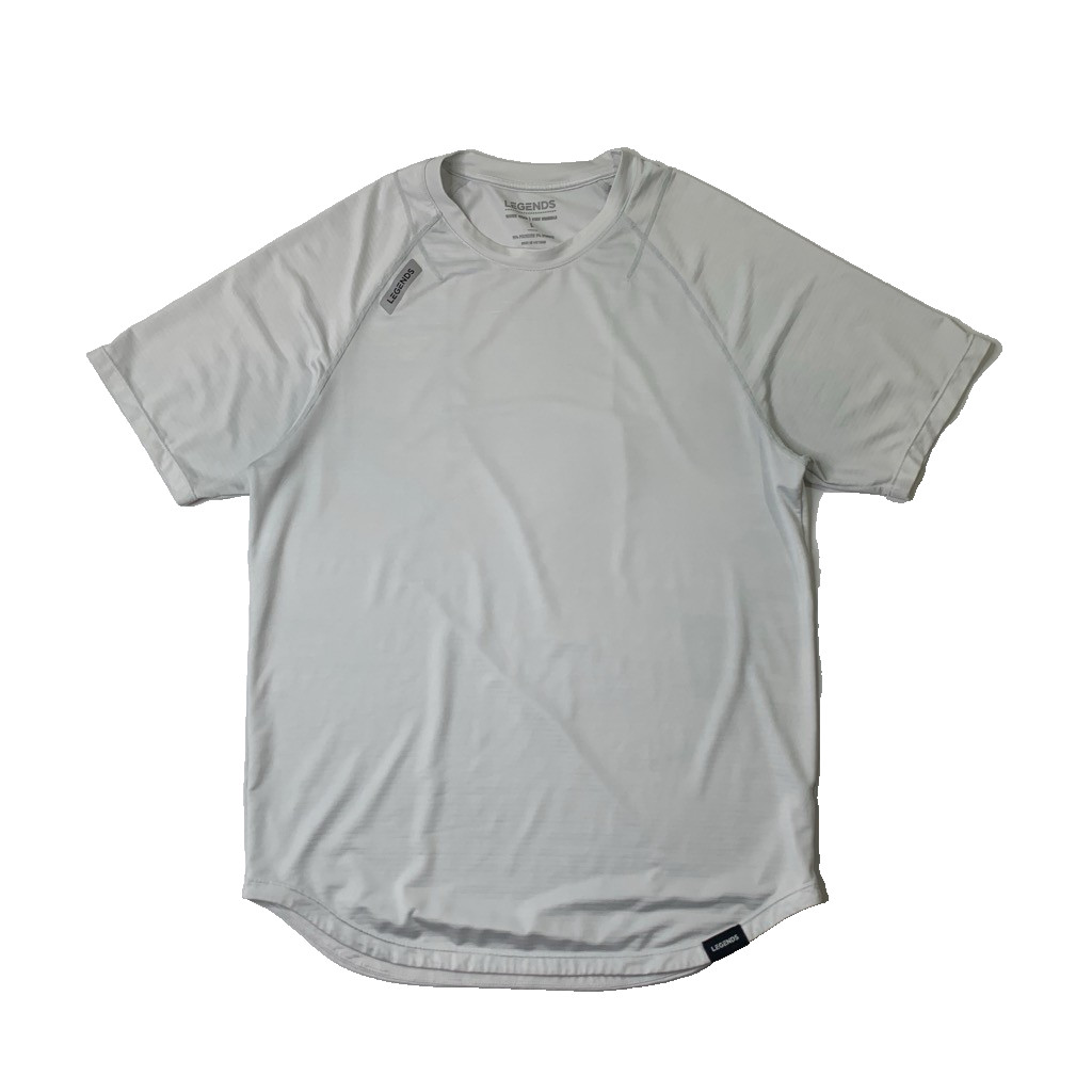 Legends Shirt Mens L Large Silver Enzo Crew Lightweight Curved Hem Gym Training