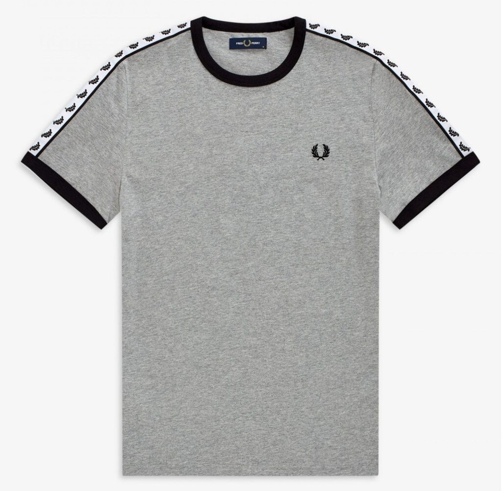 FRED PERRY TAPED RINGER T-SHIRT STEEL MARL M4620 420 COTTON NEW WITH TAGS