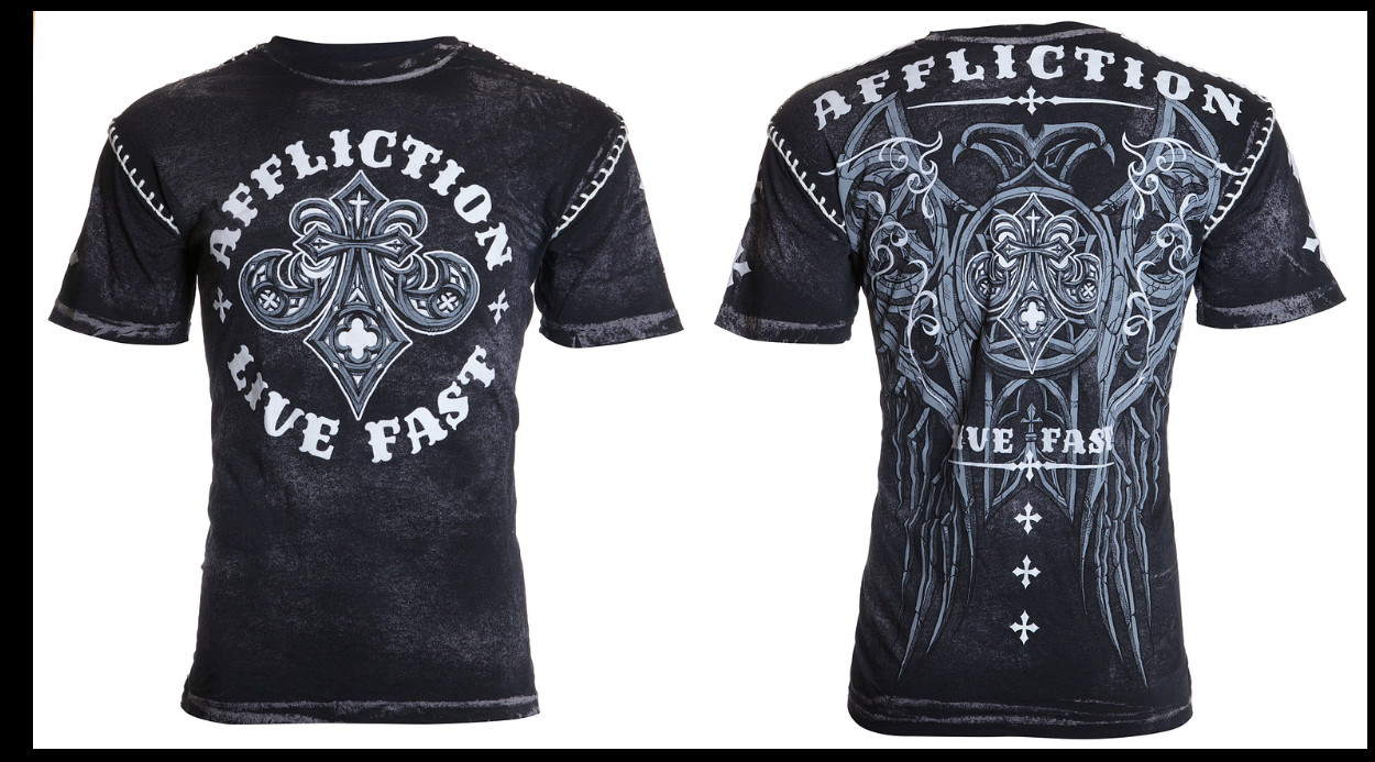AFFLICTION Black ROYALE Short Sleeve Slim Fit Y2K T-shirt MMA Elite NWT
