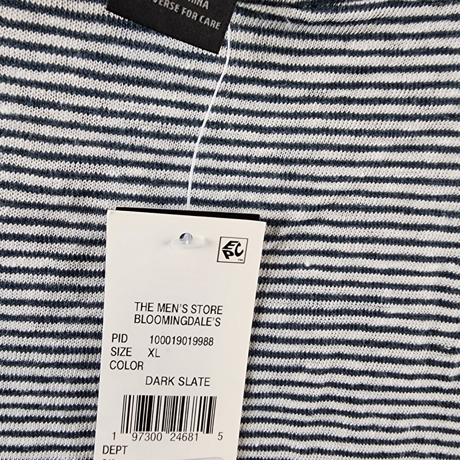 The Men’s Store at Bloomingdale’s Striped Linen Tee XL Dark Slate Short Sleeve