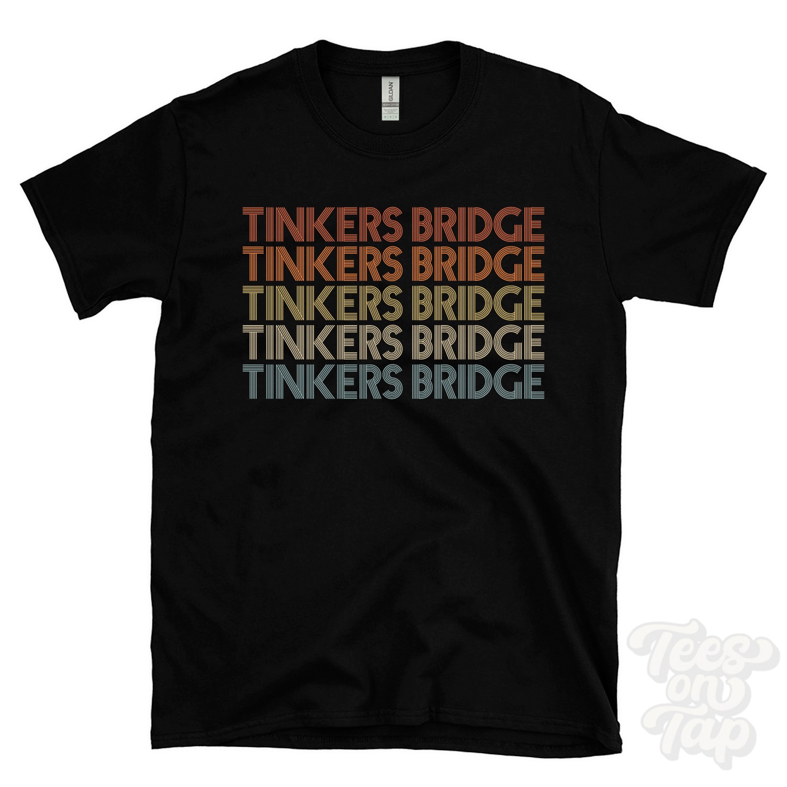 TINKERS BRIDGE REPEATED RETRO STYLE T-SHIRT mens & womens uk place name gift
