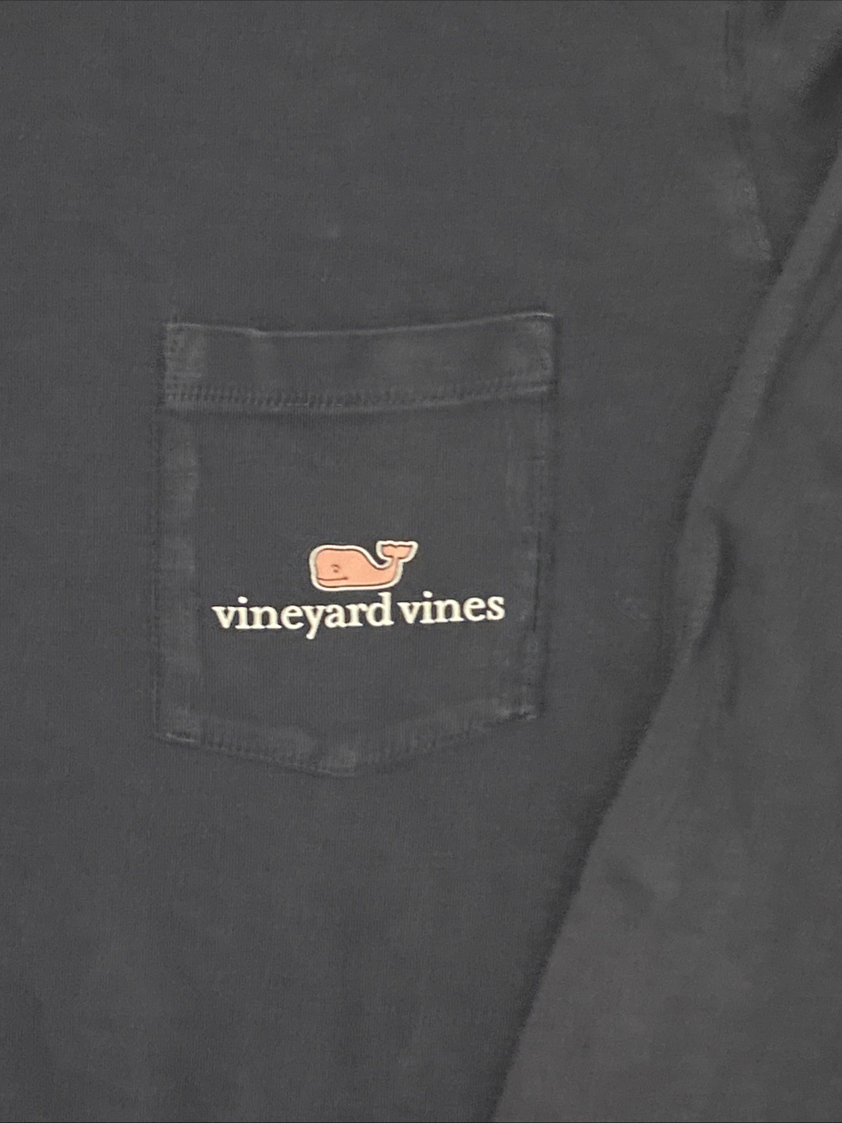 Vineyard Vines Long Sleeve T Shirt Navy Blue Pink Whale Logo Pocket Men’s Medium