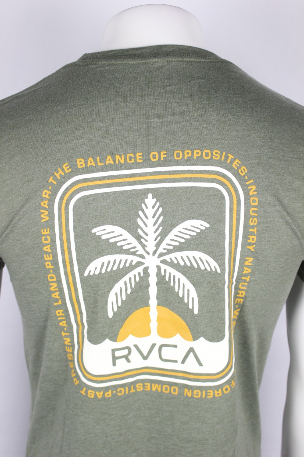 RVCA Men’s Shaylen Graphic T Shirt Short Sleeve Green Heather 50/50 Cotton/Poly