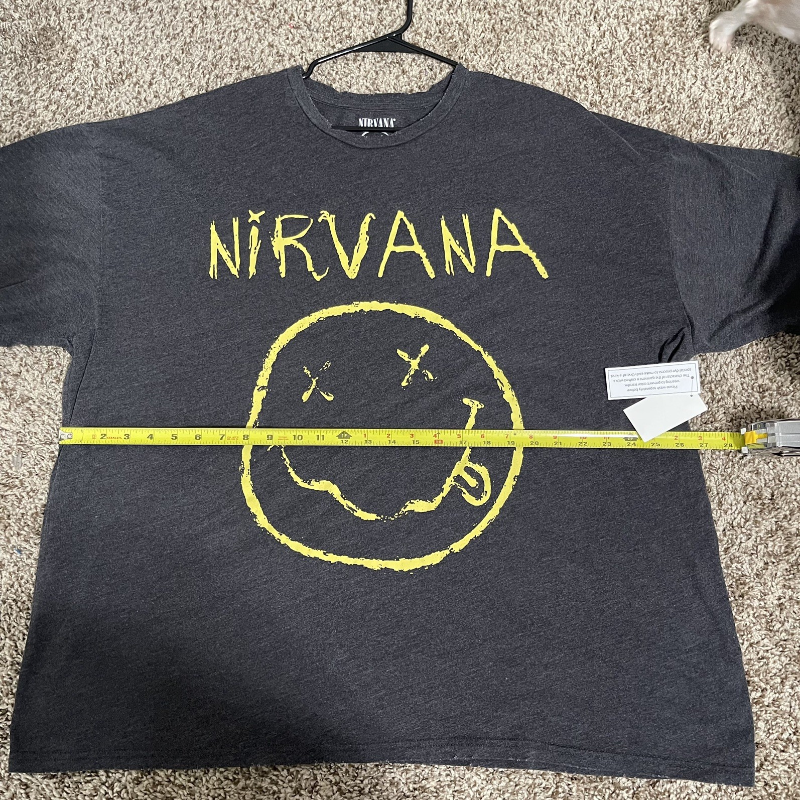 Nirvana Men’s Smiley 1993 Tour Graphic Distress Relax Boxy Tee Size 2XL