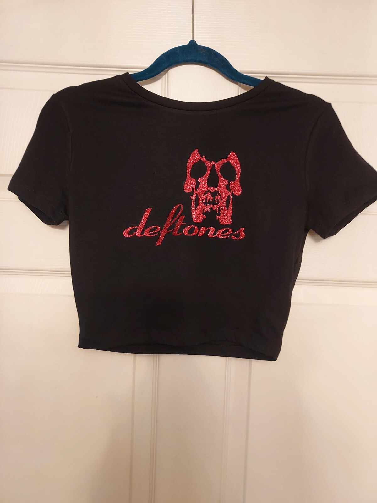 Deftones crop top red glitter deftones baby tee deftones shirt sizes xs to xl