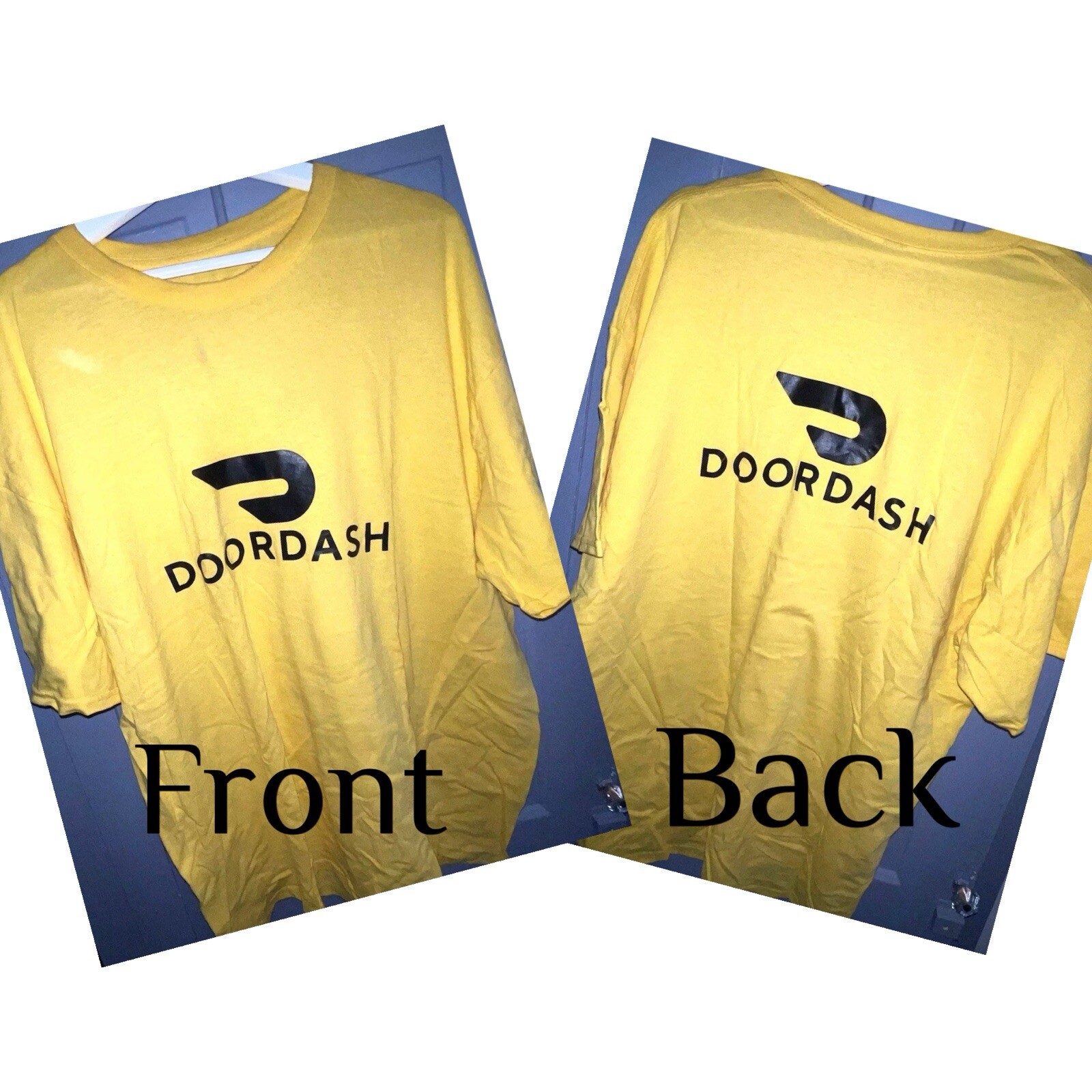 DoorDash Front & Back Food Delivery Driver YELLOW Short Sleeve 2XL Shirt *RARE*