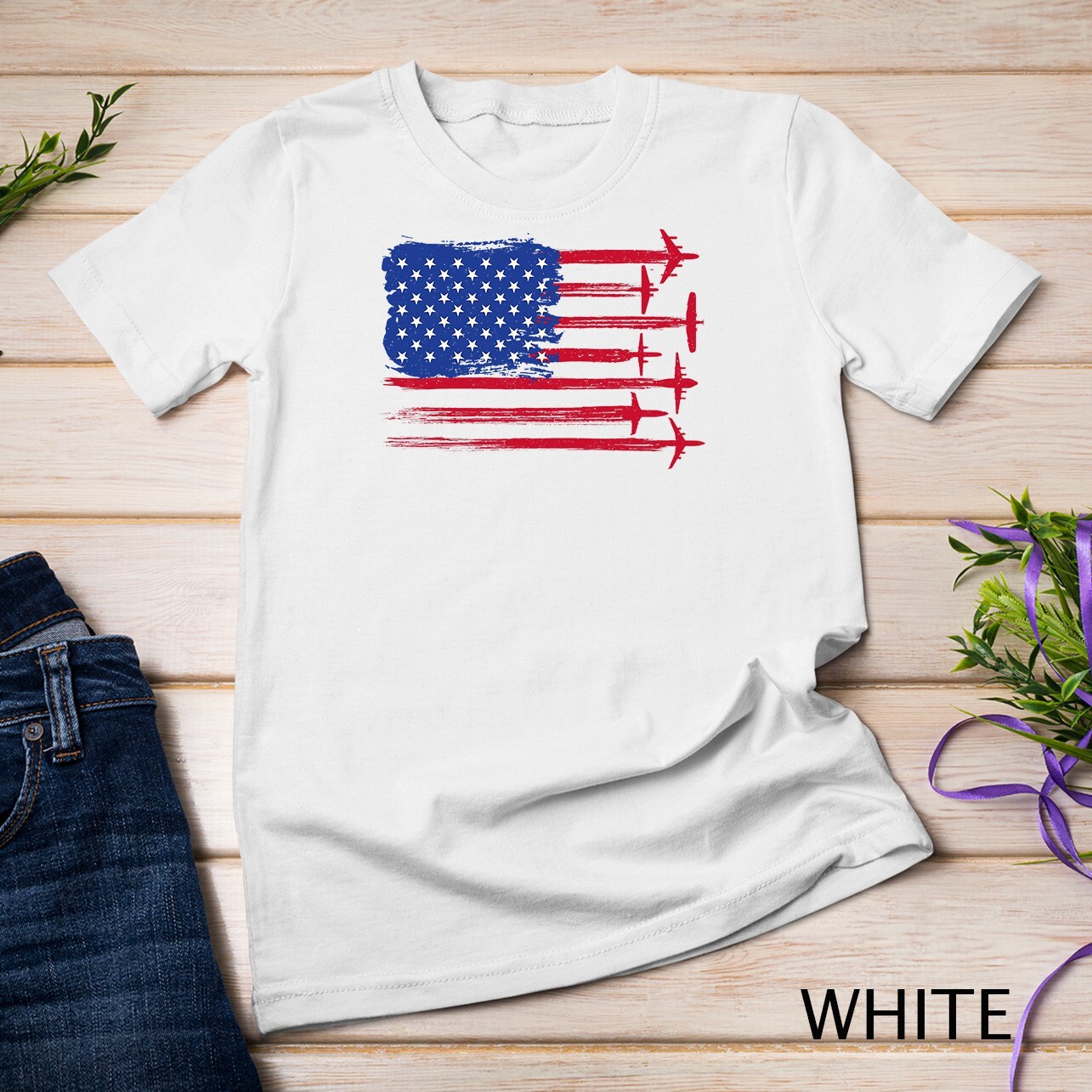 Aircraft American Flag Airplane Pilot 4th of July Aviation Unisex T-shirt
