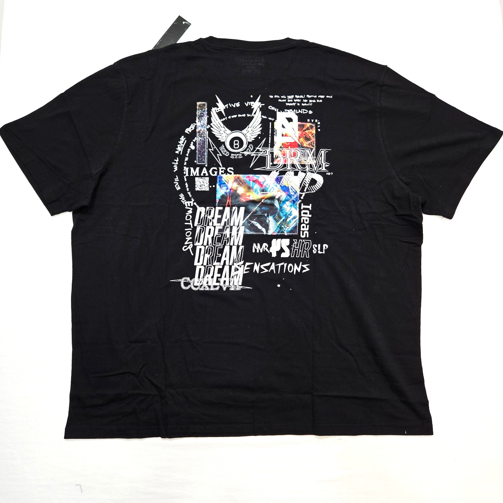 Dreamland Men’s Big & Tall T-Shirt Black Classic Multi Color Design Graphic 6XL