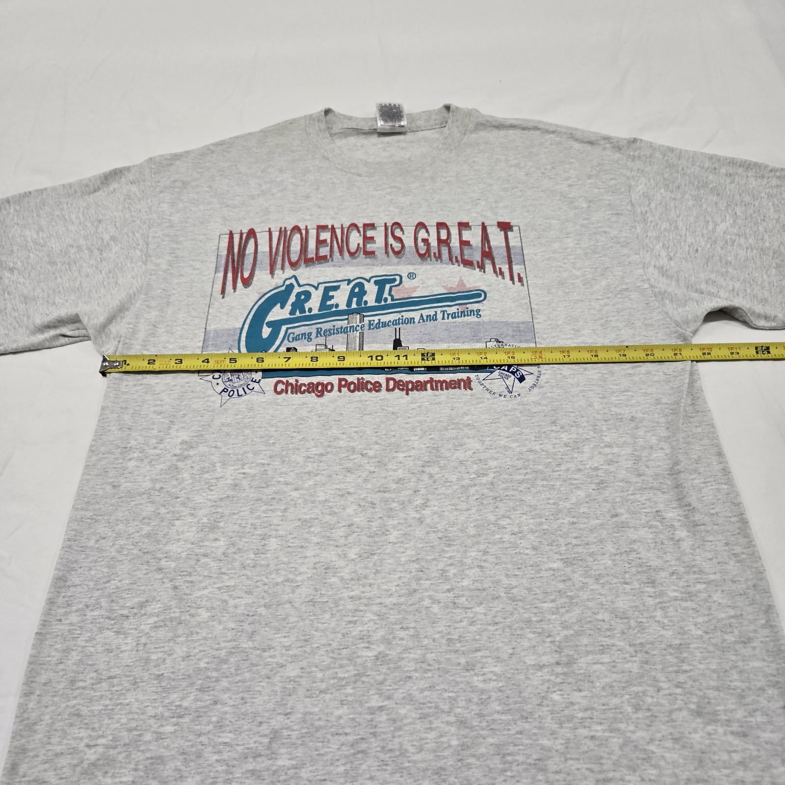 Sz XL Vintage Chicago Police Department Tee Stop The Violence Grey T-Shirt 1994
