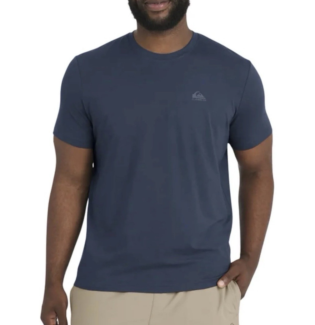 Quiksilver Men’s Blue Solid Crew Neck Short Sleeve Logo T-Shirt Size L
