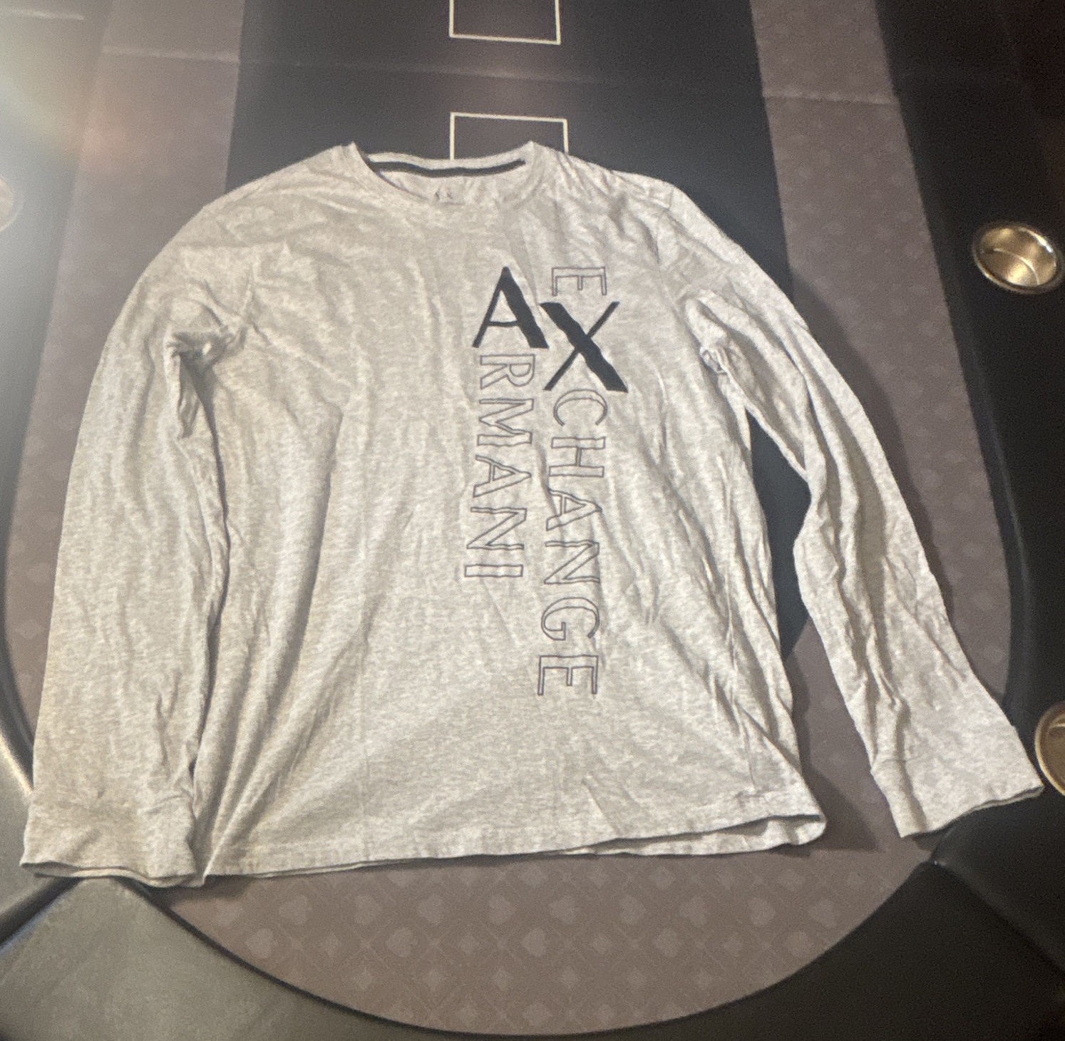 Armani Exchange Men’s Gray Graphic Logo Crew Neck Long Sleeve T-Shirt Size L