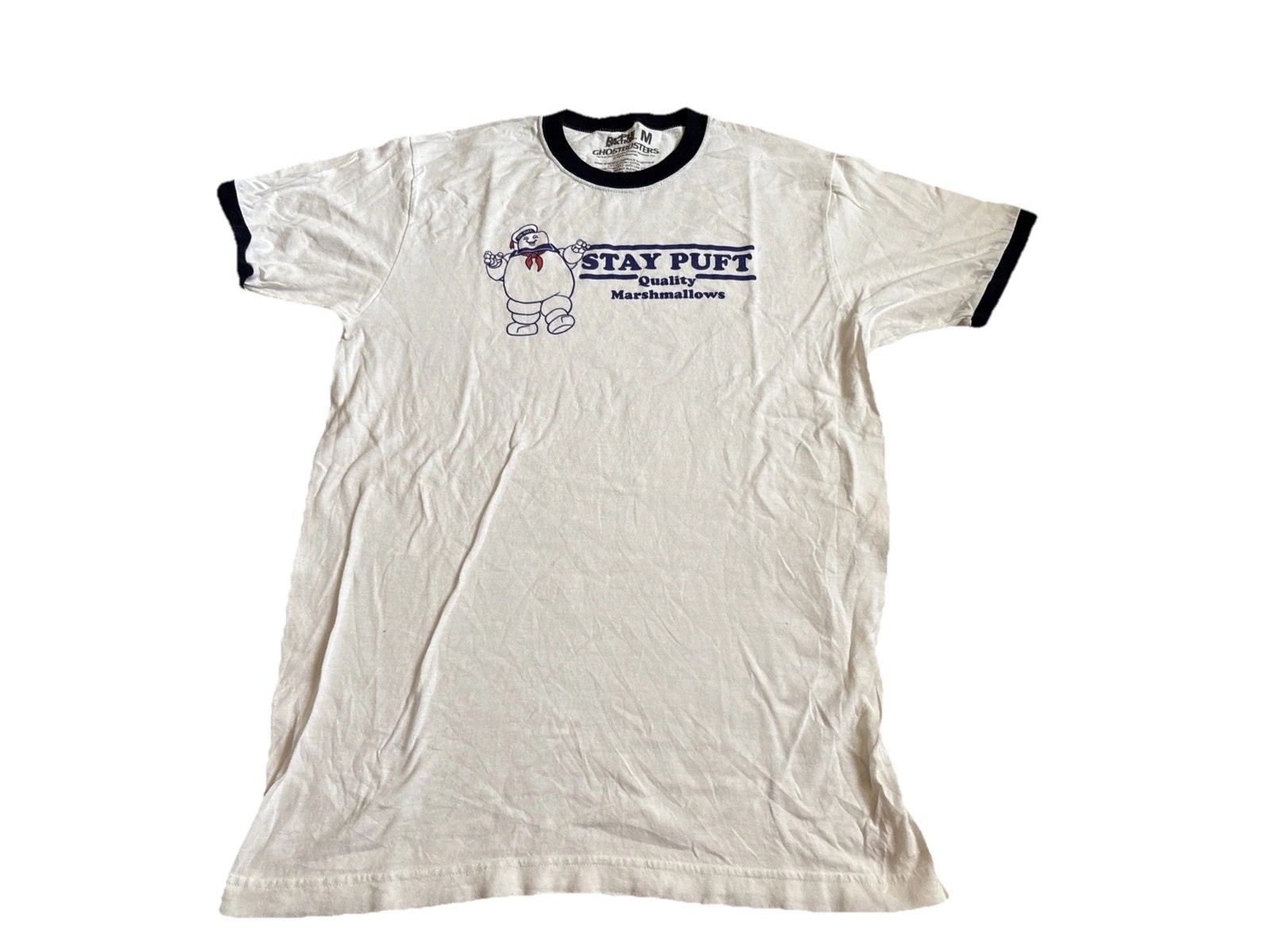 Ripple Junction Ghostbusters Ringer Style Adult T-Shirt M Stay Puft Marshmallow