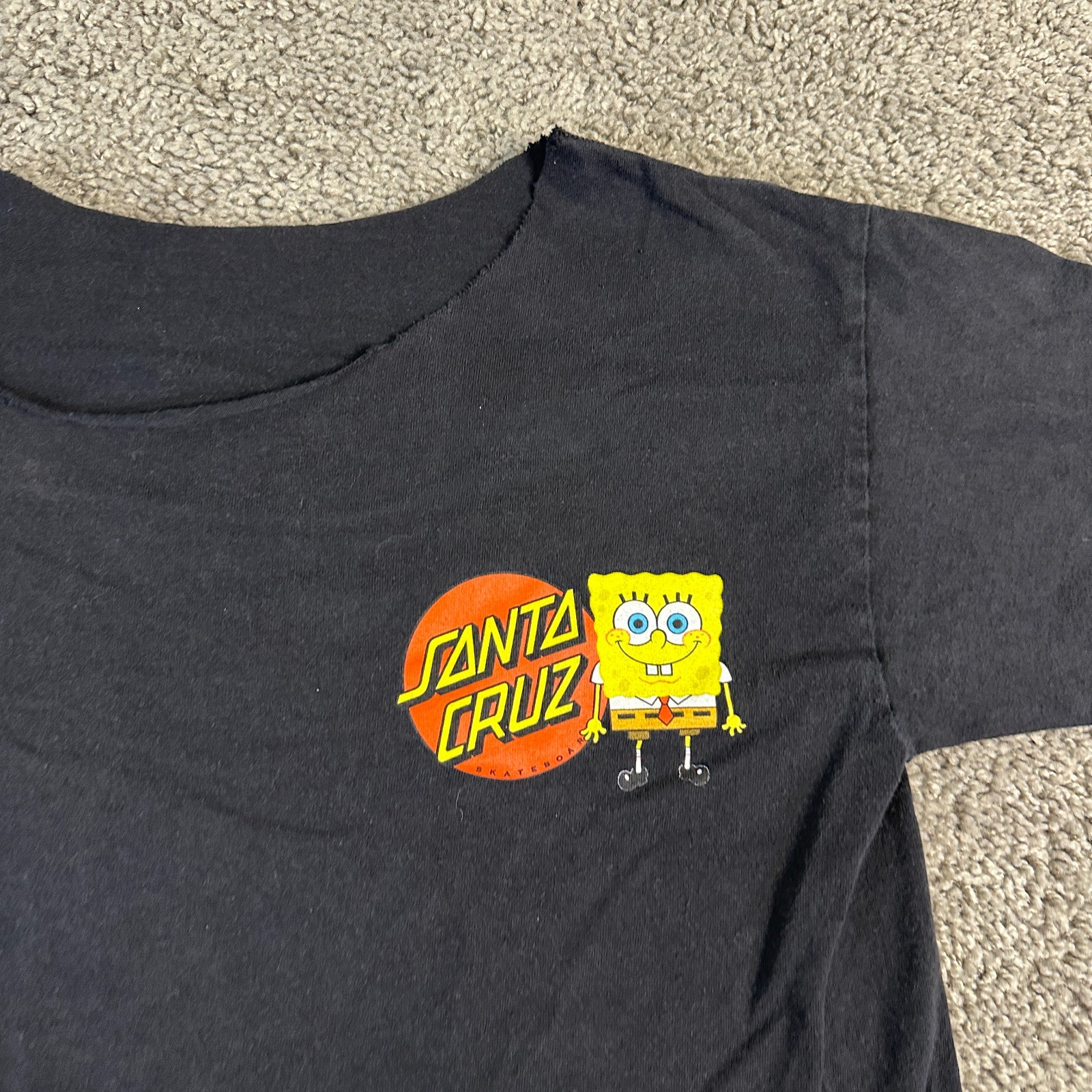 Santa Cruz Skateboards Shirt Mens Small Black Spongebob Patrick Skater READ