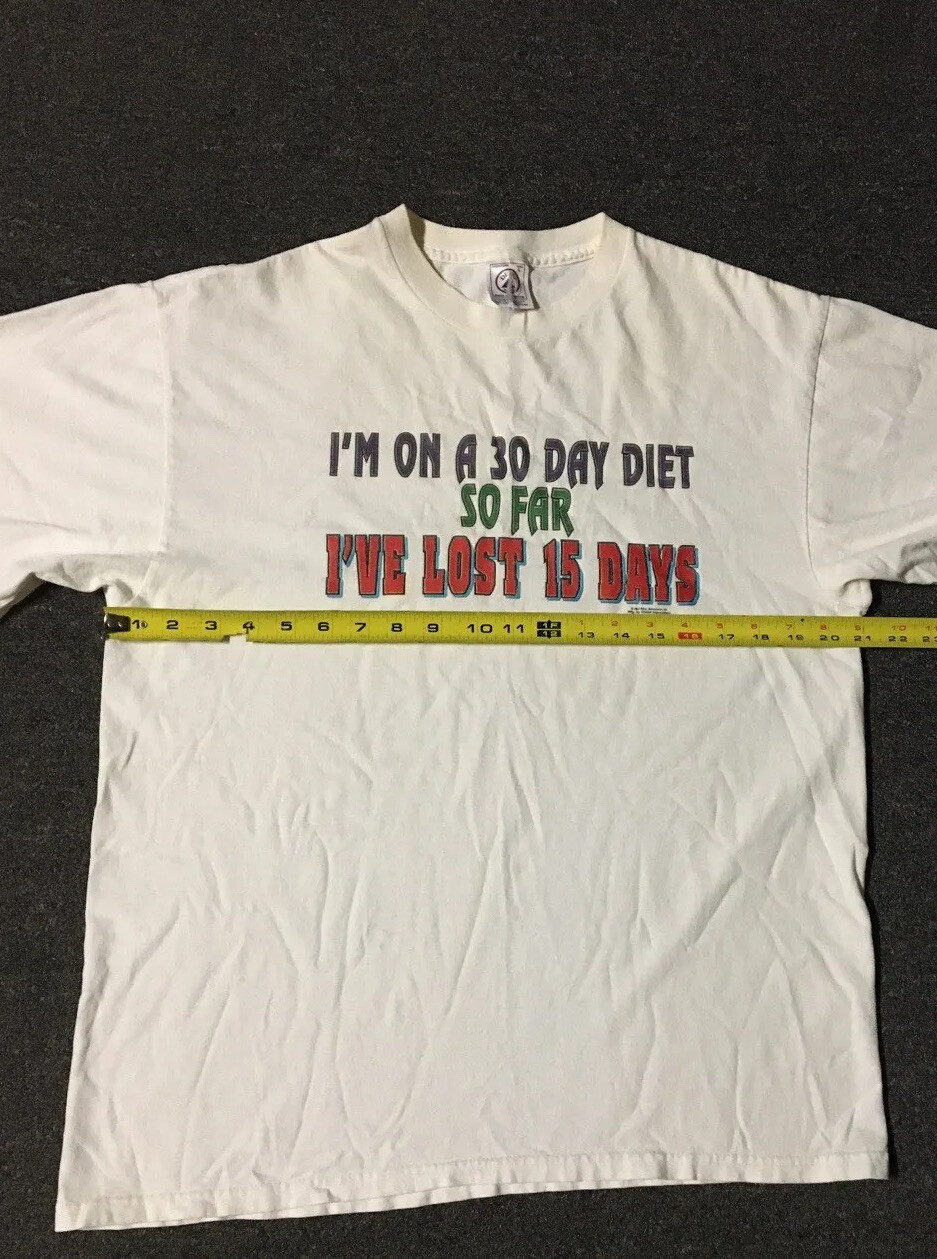 Vtg 90s Im On A 30 Day Diet Ive Lost 15 Days Faded Shirt M Sarcasm Funny Saying