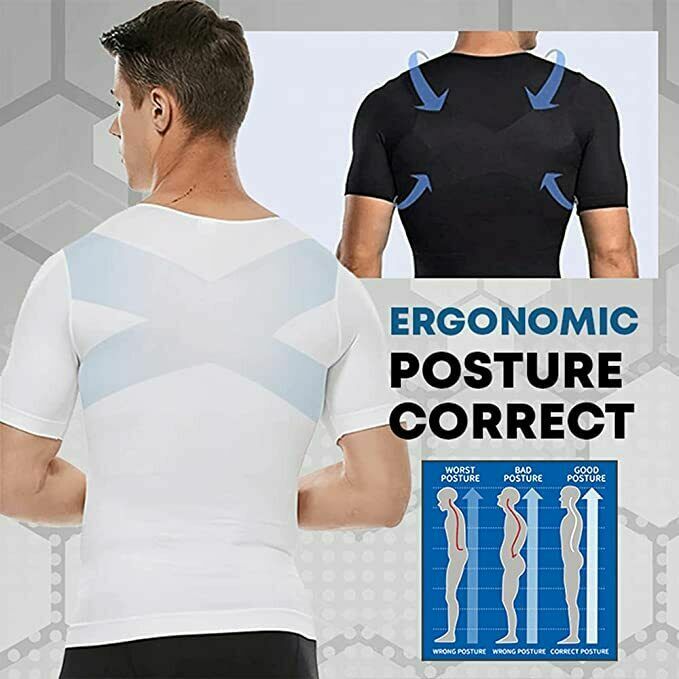 SecondSkin Men’s Shaper Cooling T-Shirt Compression Vest Slimming Shapewear US