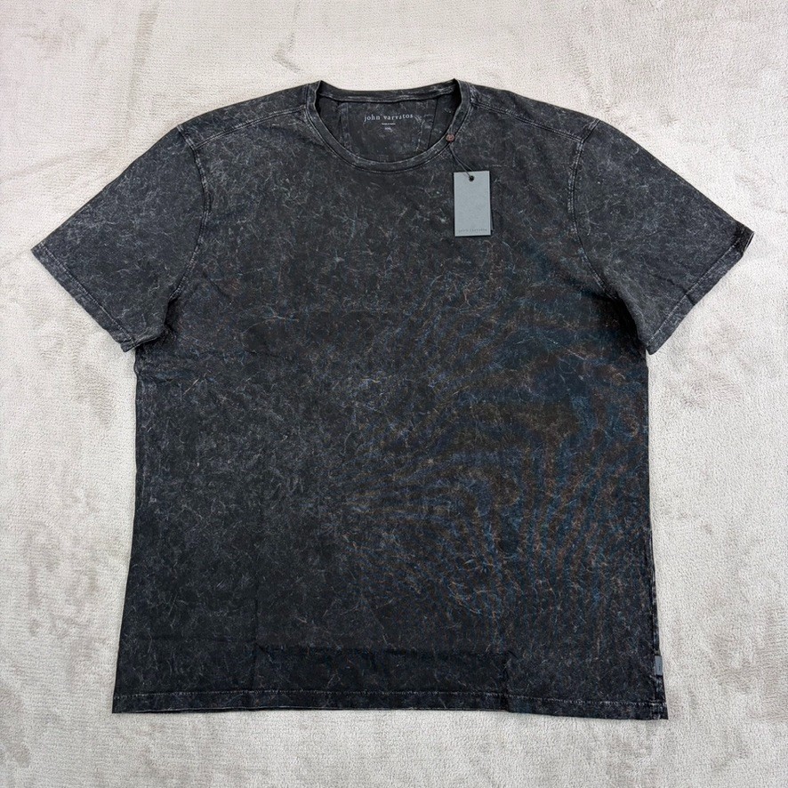 John Varvatos ENZO CREW T Shirt in Black Marble Wash Men 2XL NWT $88