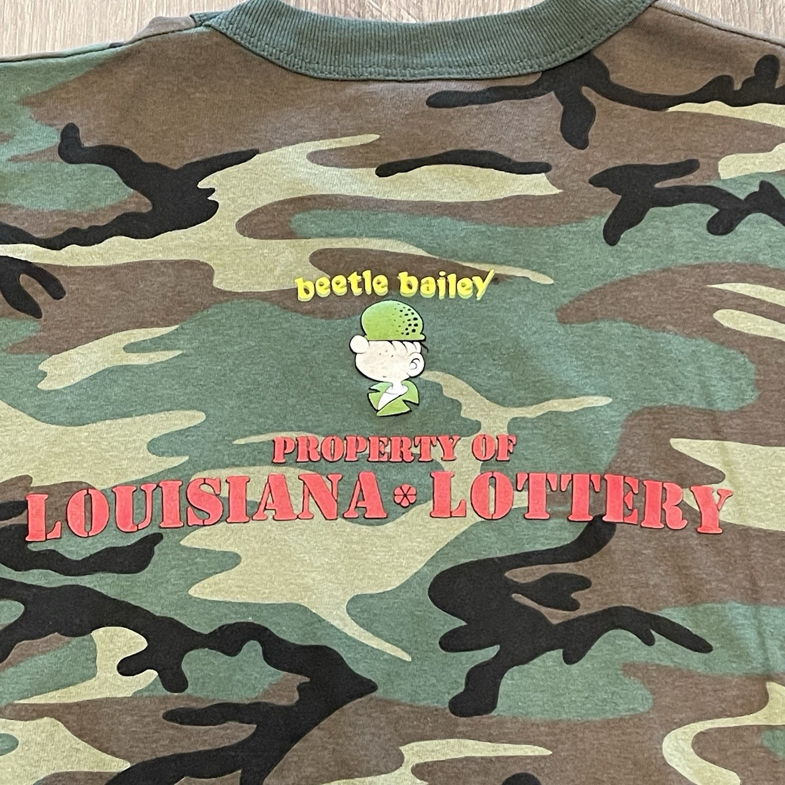 Beetle Bailey Vintage Louisiana Lottery Single Stitch SS Camo T-shirt XL