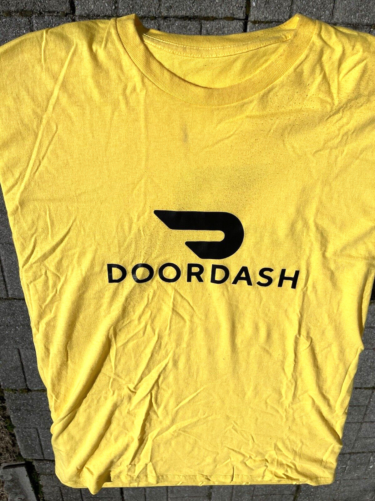 DoorDash Front & Back Food Delivery Driver YELLOW Short Sleeve 2XL Shirt *RARE*