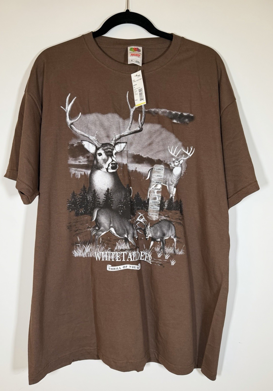 NEW Vintage Y2K deadstock Sears brown whitetail deer graphic tshirt hunting XL