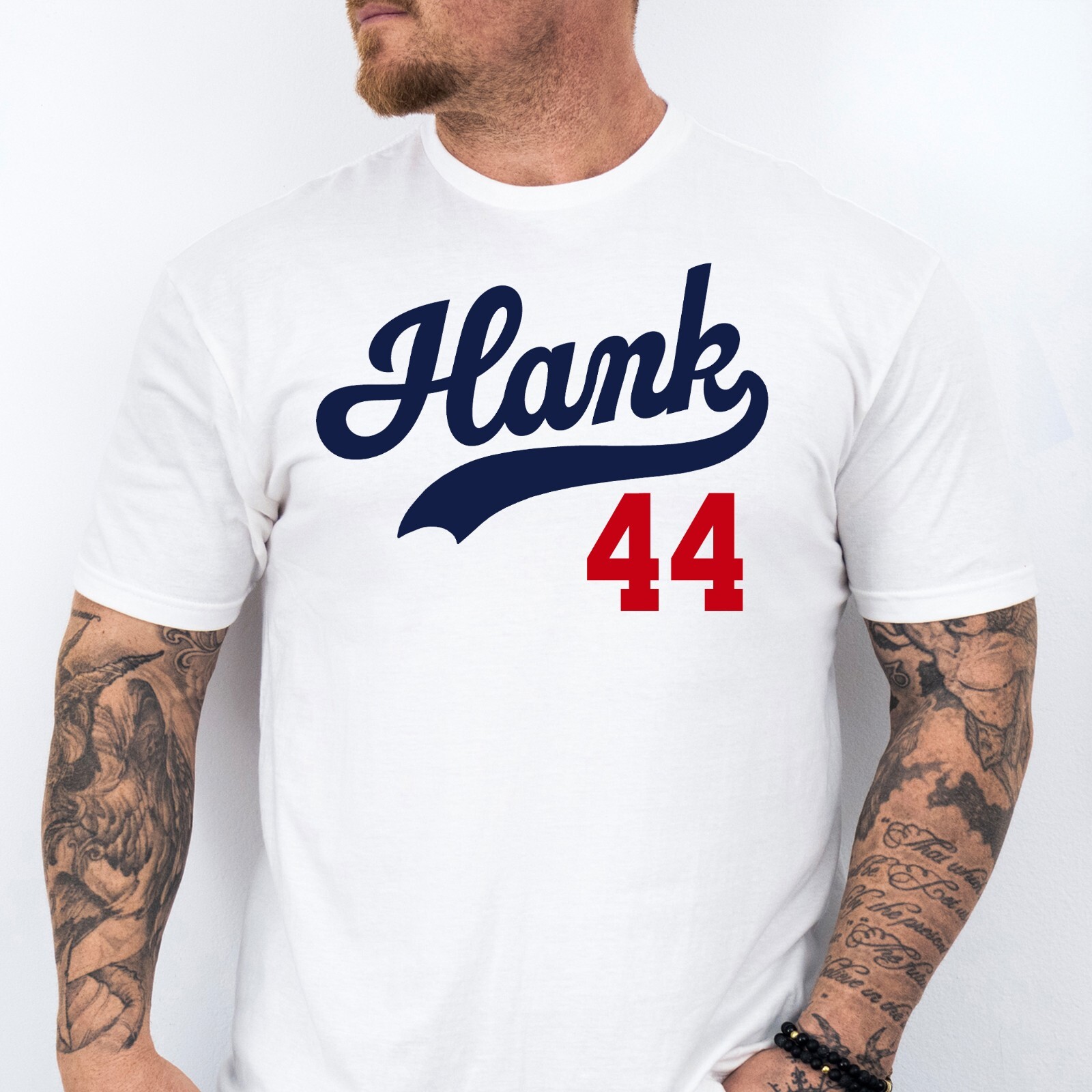 HANK 44, Baseball HOF themed Pre-Shrunk Ring Spun Cotton T-Shirt