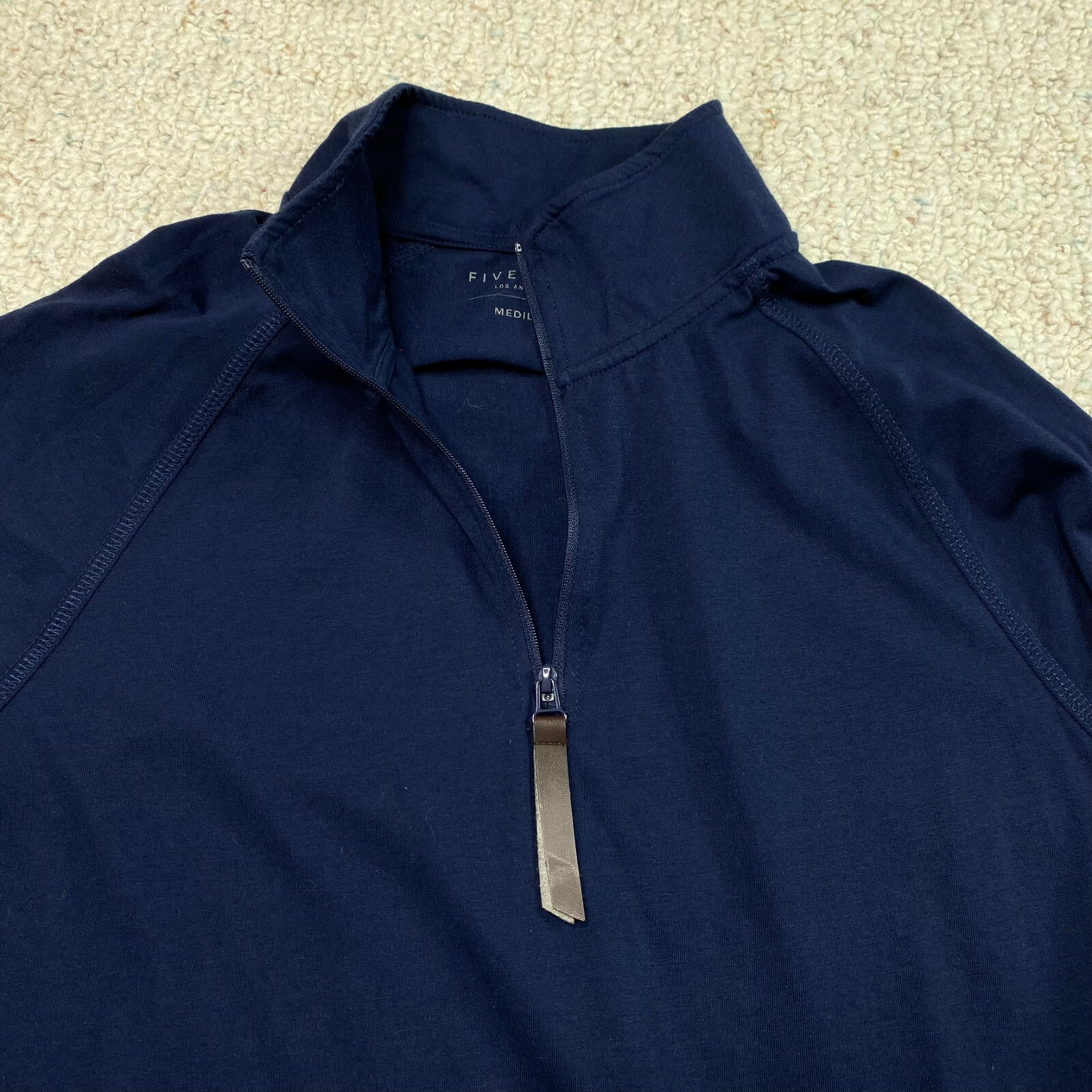 NEW Five Four Mens Top sz M Navy Long Sleeve 1/4 Neck Lightweight Stretch Casual