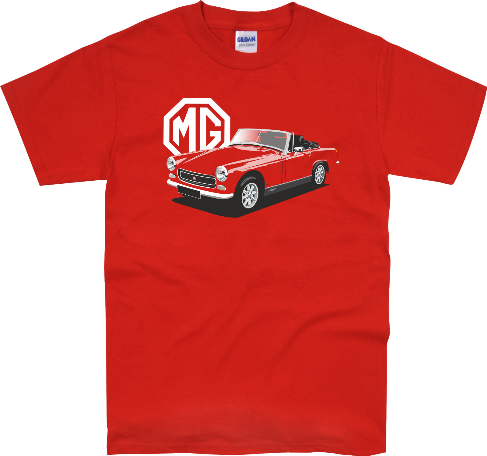 MG Midget T Shirts Classic Sports Car Original Design Personalised Reg