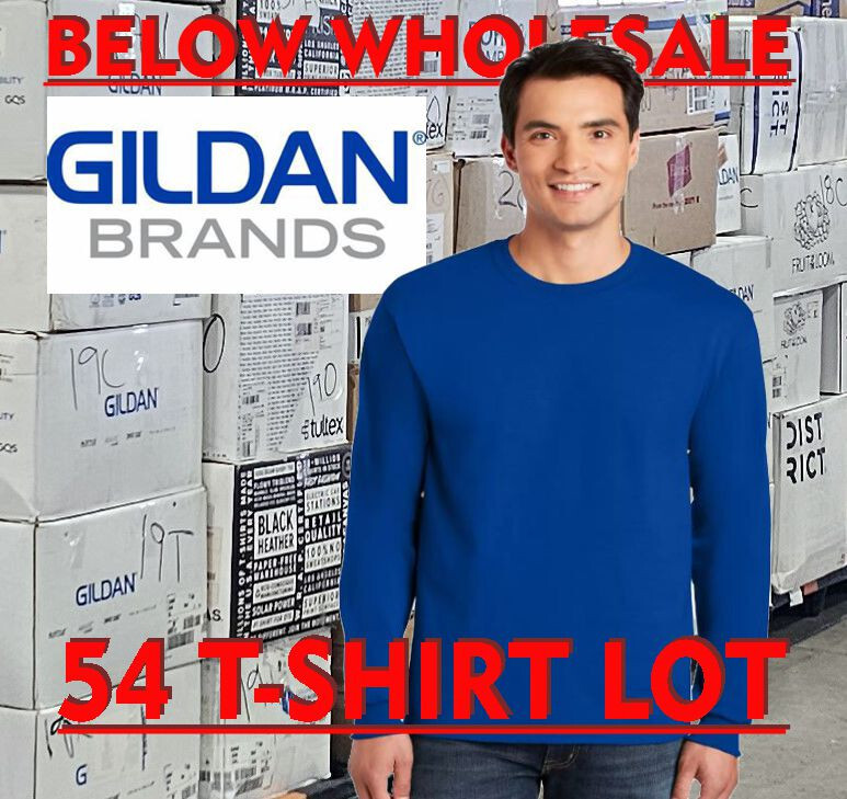 Below WHOLESALE Blank long sleeve T-Shirt 71 GILDAN 2400 large royal blue Lot