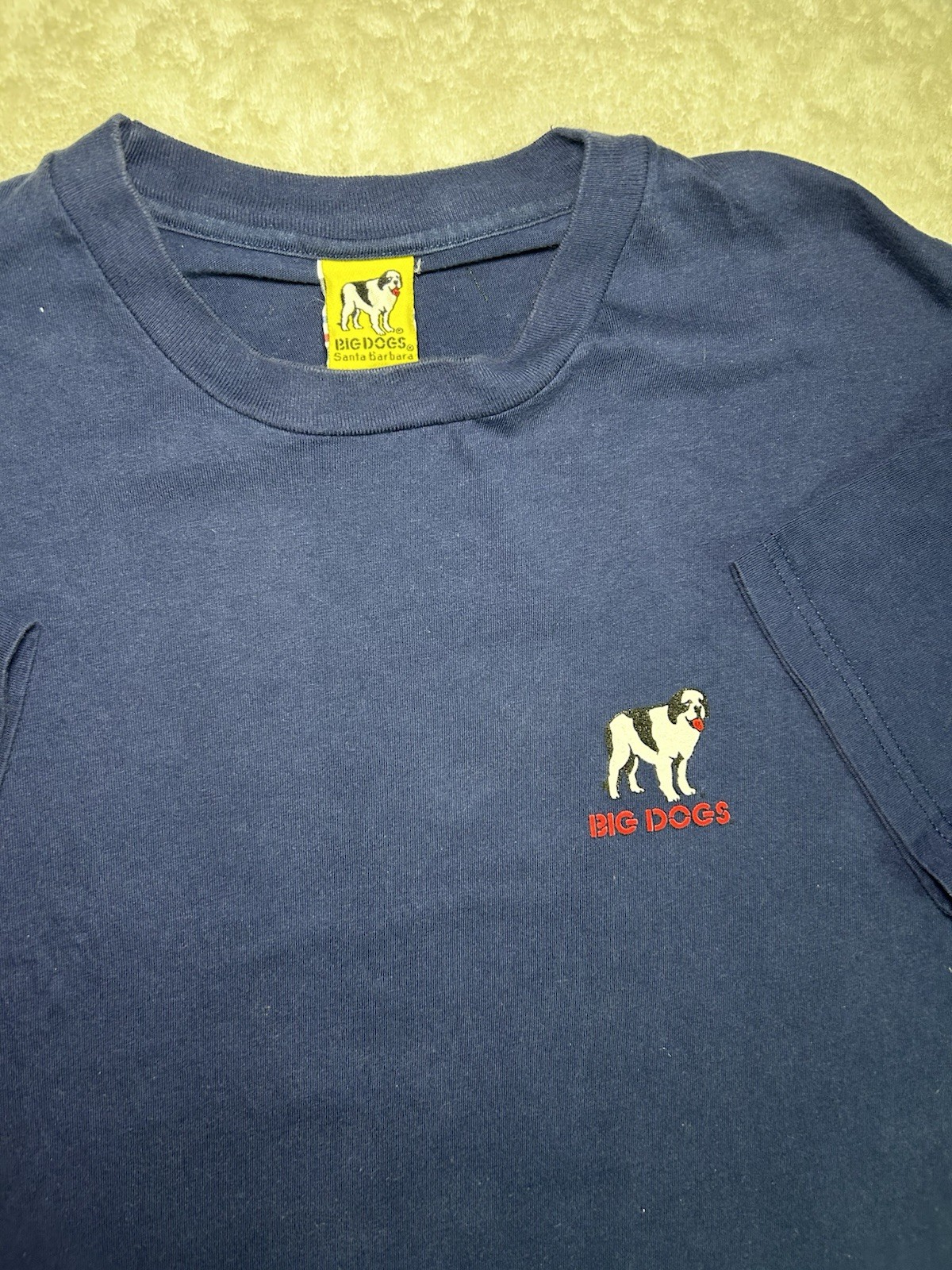 Big Dogs Men’s Blue Double-Sided Dog Graphic Crew Neck Tee Shirt Size L