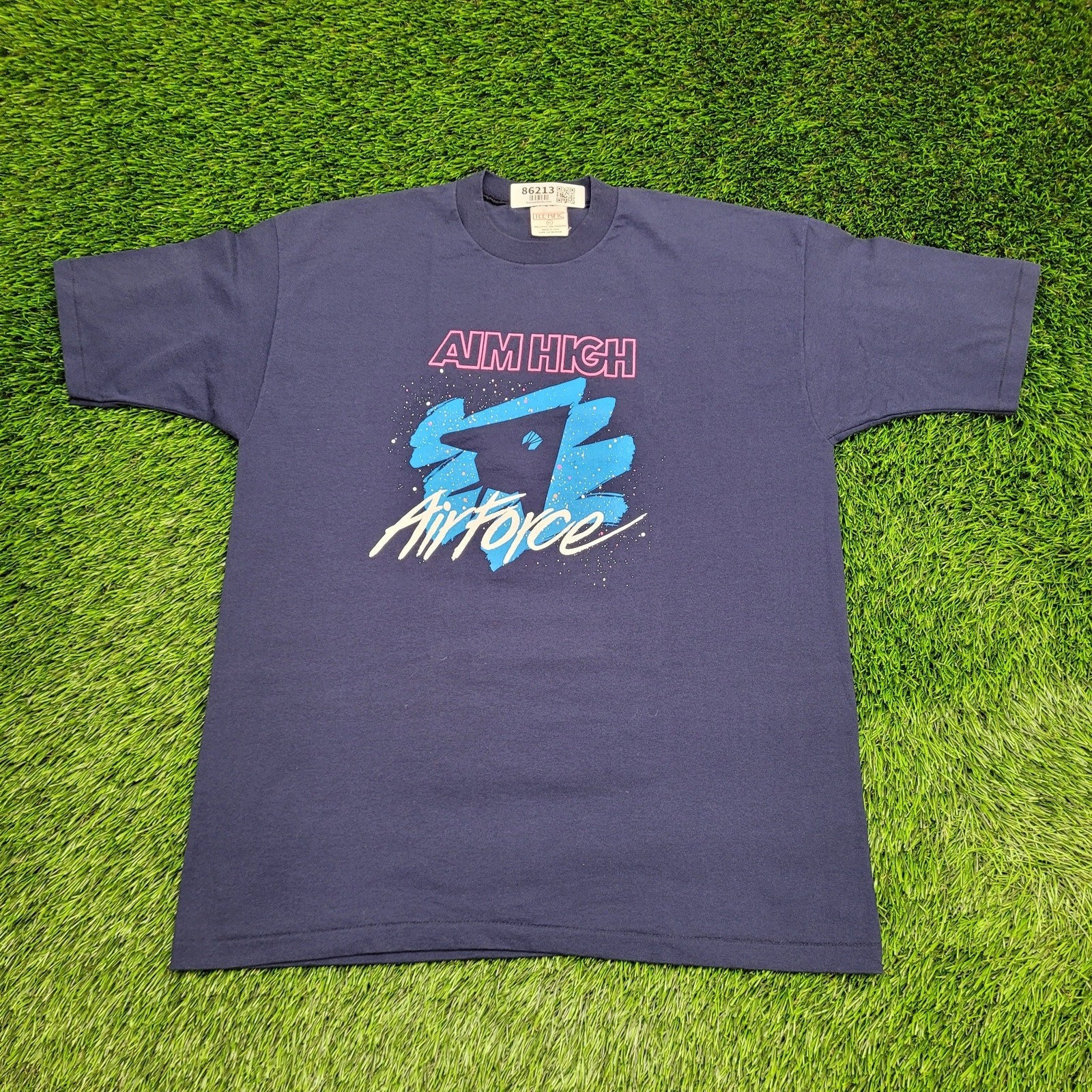 Vintage 80s Aim-High US Air-Force Shirt Large 22×28 Aviation USA USF