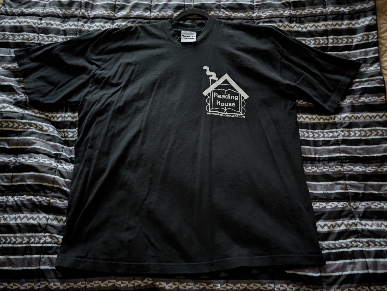 Online Ceramics Reading House XXL Black Heavy Weight Shirt Haunted Wagon