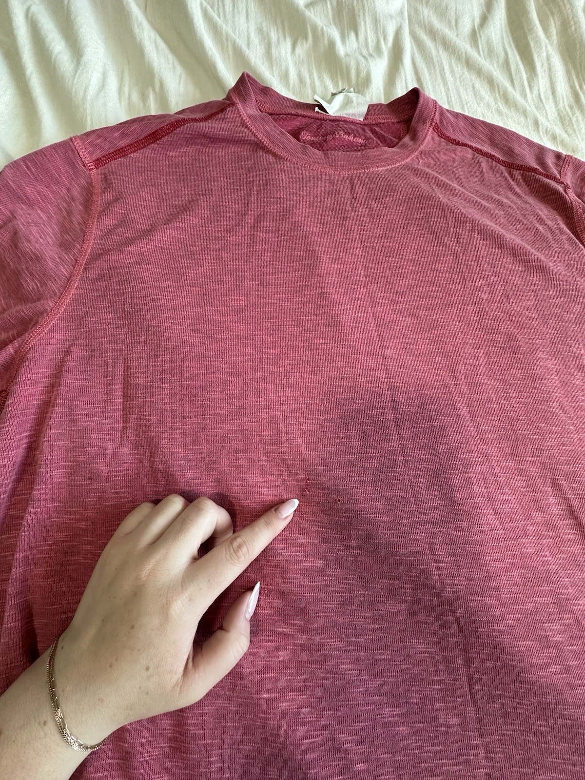 Tommy Bahama Men’s L Salmon Reversible Crew Neck Short Sleeve Solid T-Shirt