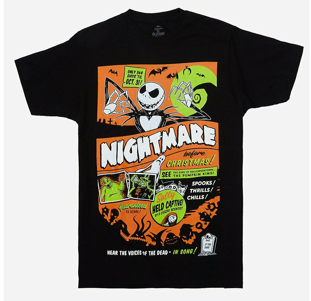 Jack Skellington The Nightmare before Christmas Neon Poster T-Shirt New