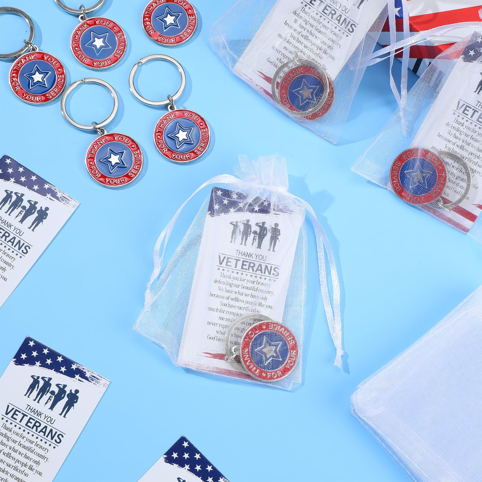 Christmas Veteran Metal Keychain Inspirational Thank You Card Appreciation Pa…