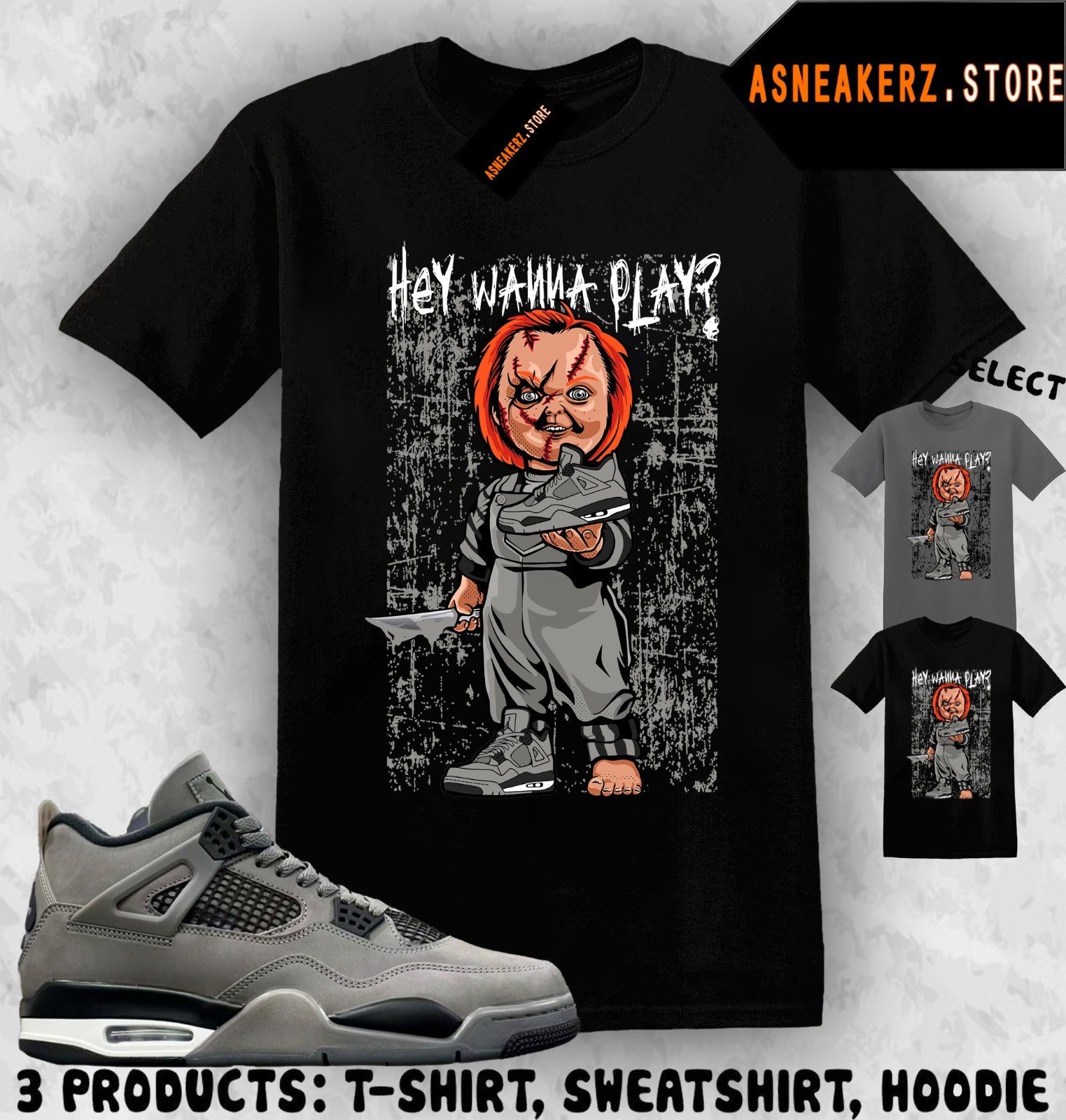 Tee Shirt Matching AJ 4 Cave Stone 2025 Match Sneaker Sneakerhead Chucky T-Shirt