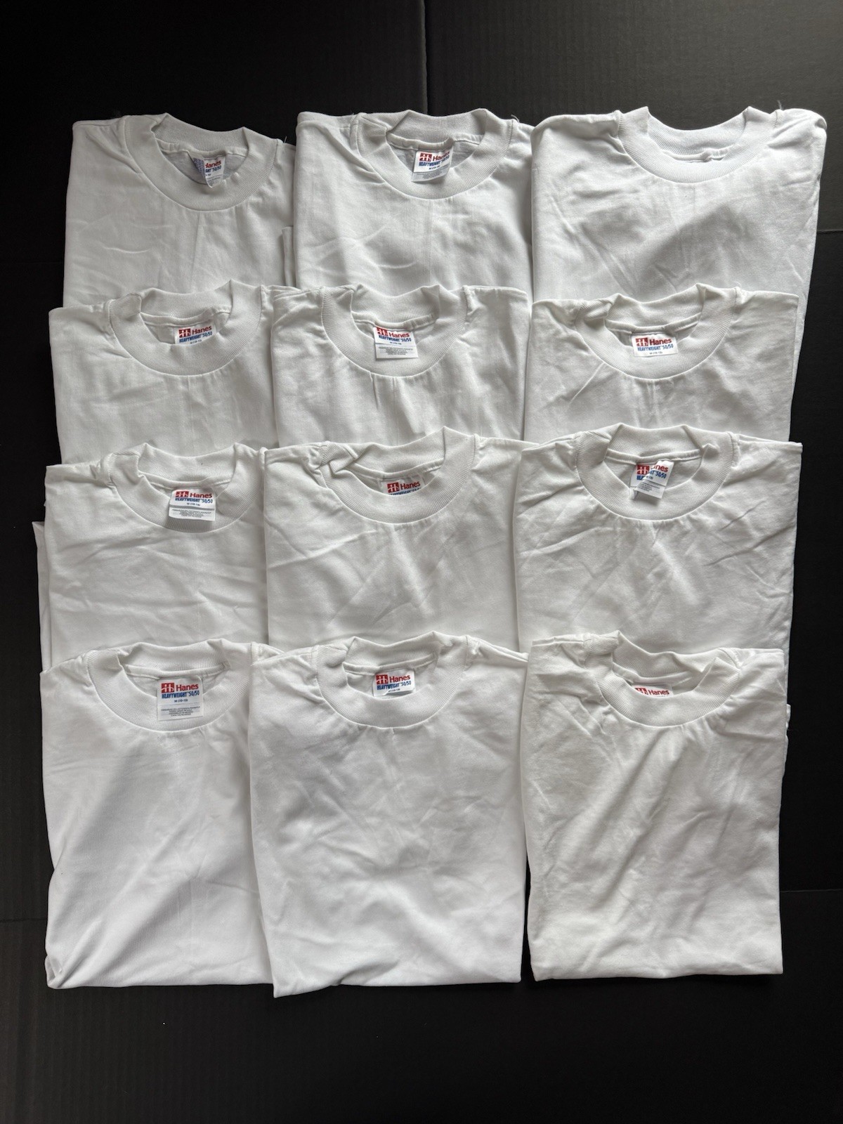 NOS Lot Of 12 Vintage 90s HANES HEAVYWEIGHT Blank WHITE T-Shirts Single Stitch S