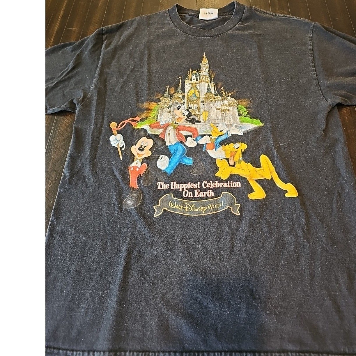 Walt Disney World Mens Black Happiest Celebration on Earth Shirt Size L