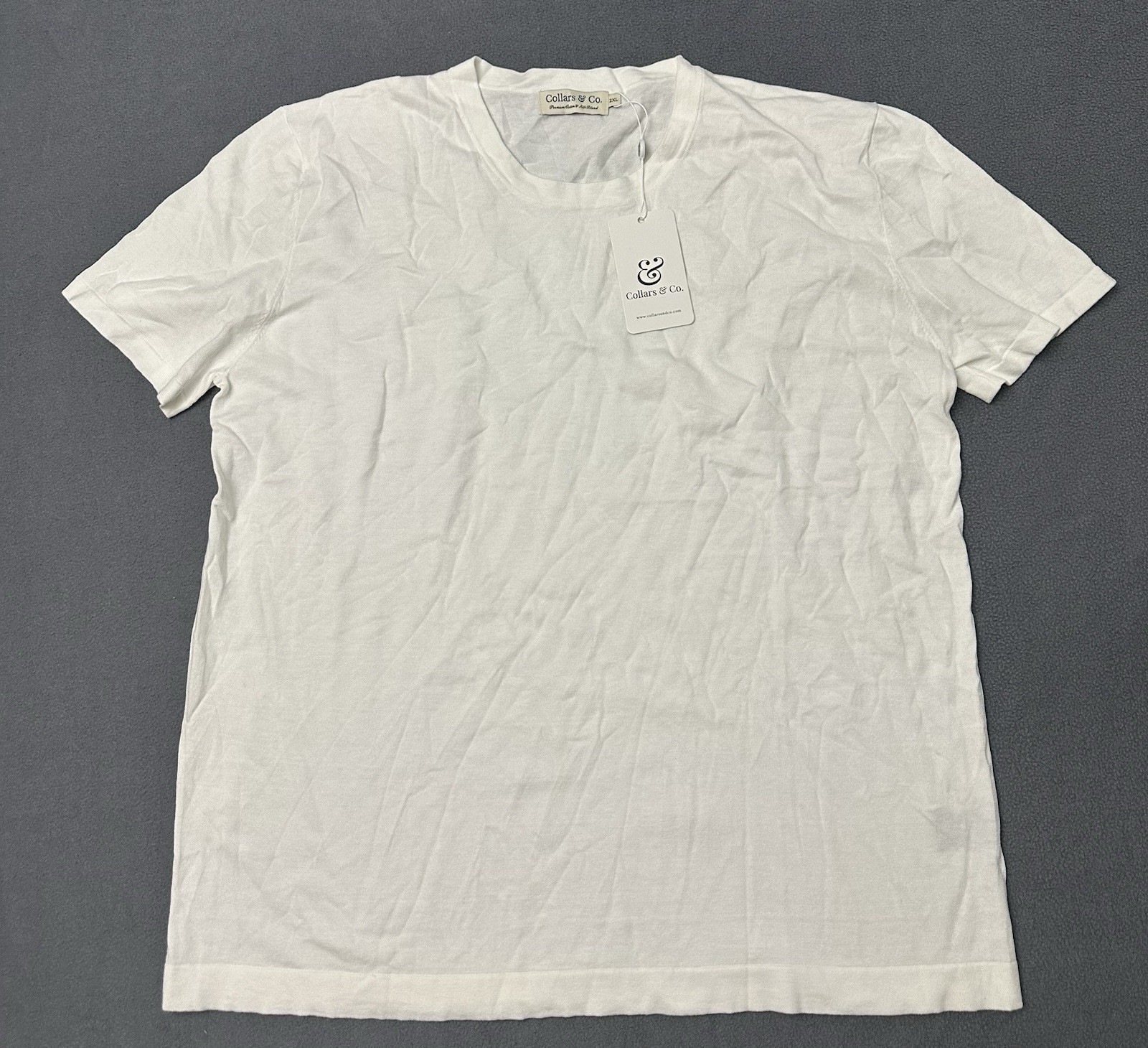 NWT Men’s Collars & Co Premium Cotton and Silk Blend T Shirt White Size 2XL