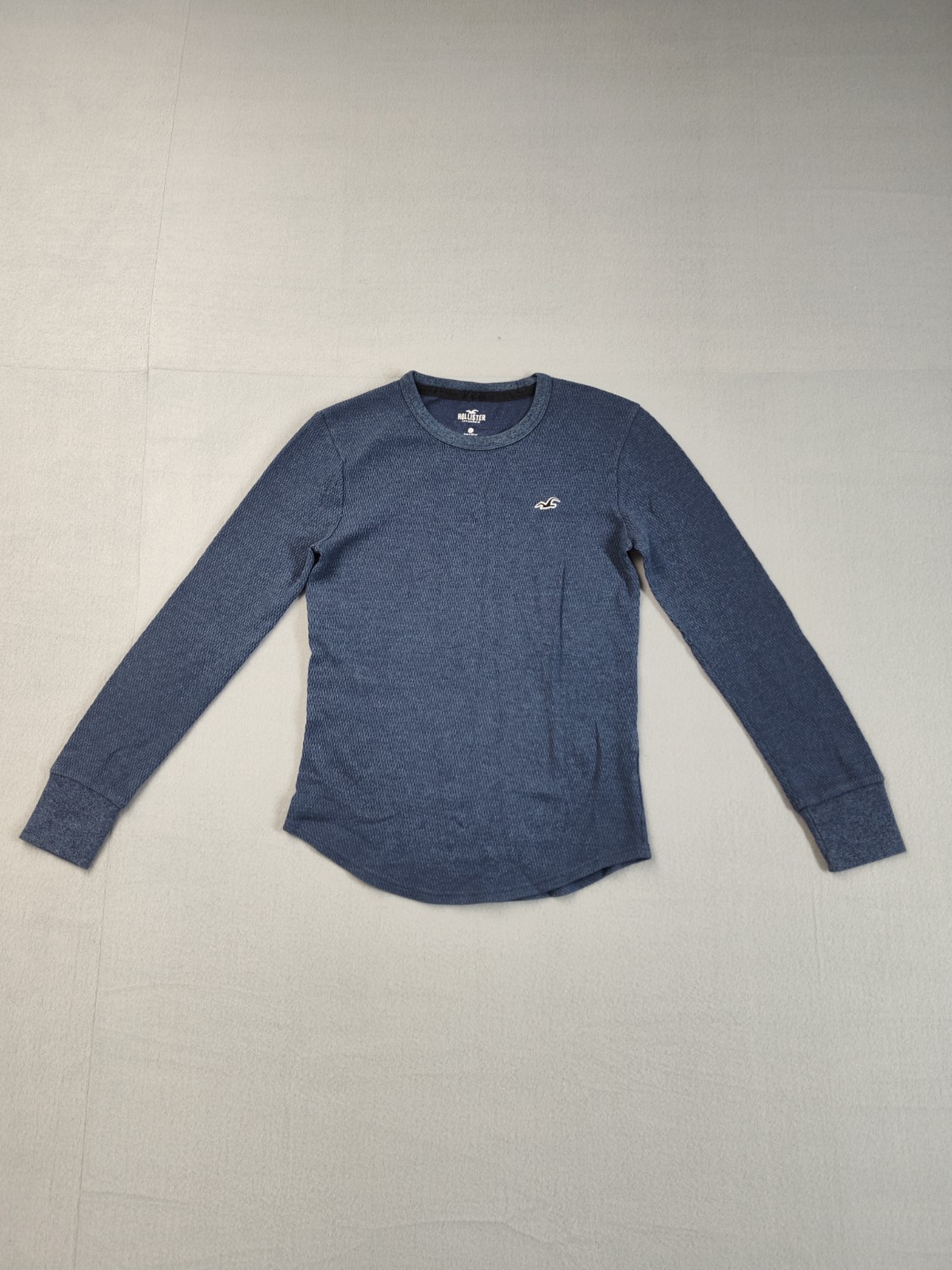 Hollister Men Shirt 2XS Navy Blue Crew Neck Long Sleeve Logo Casual