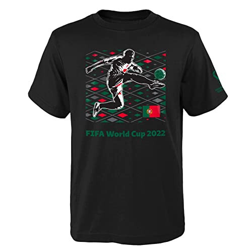Outerstuff Mens FIFA World Cup Midfiled Strike Short Sleeve Tee, Black (Large)