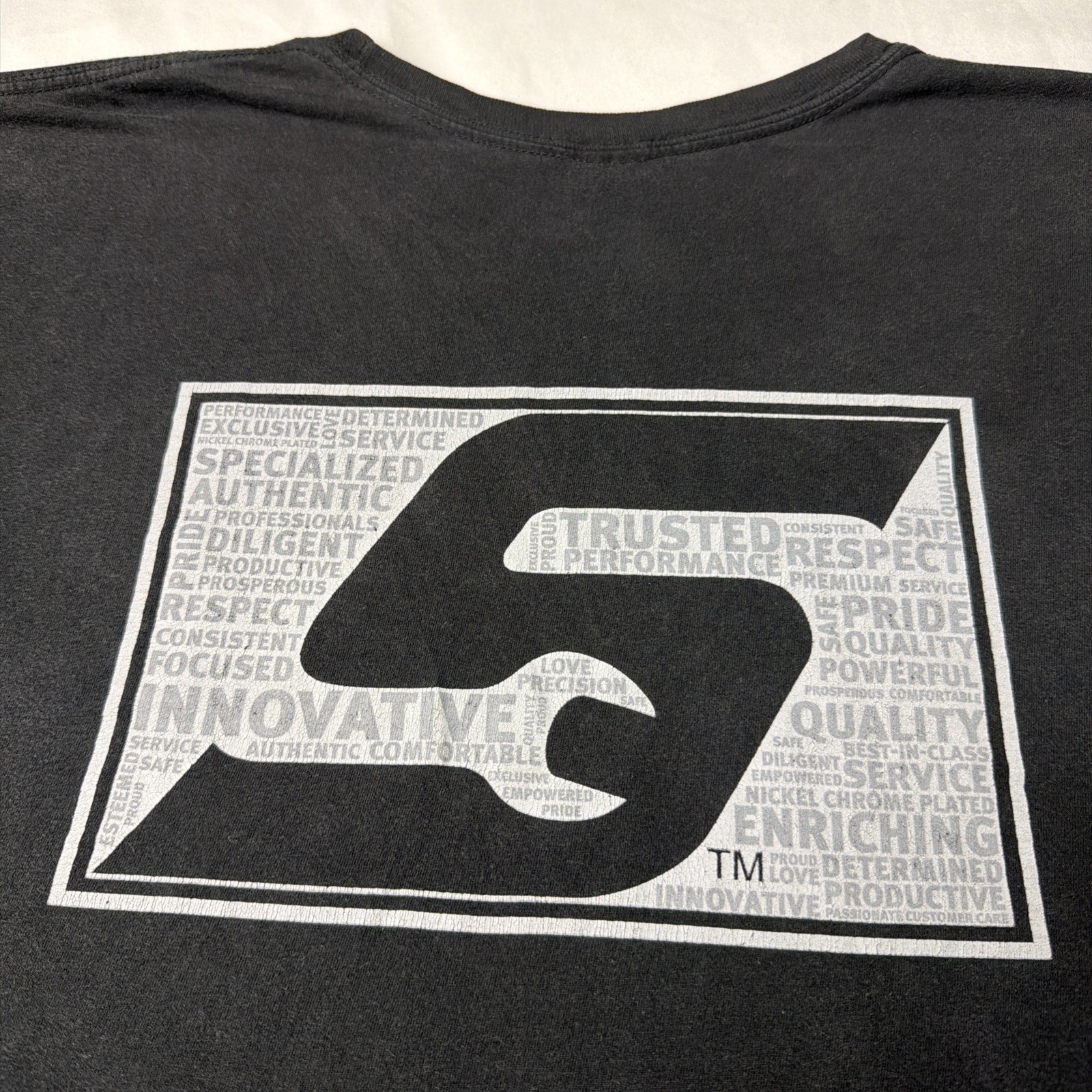SNAP ON TOOLS Mens 2X-LARGE T Shirt Back Graphic Logo Wrench Black Gray Cotton