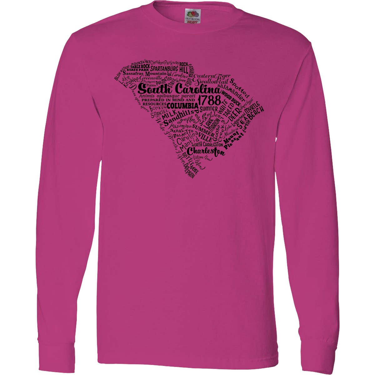 Inktastic South Carolina Word Salad- State Outline Long Sleeve T-Shirt Home East