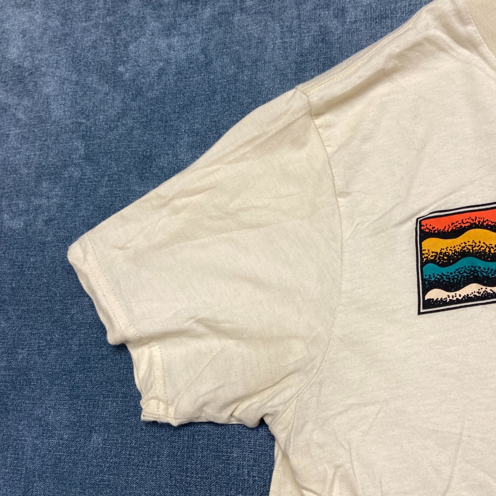 Columbia Sportswear Company T Shirt Mens Small Ivory Cotton Wordmark Logo Tee